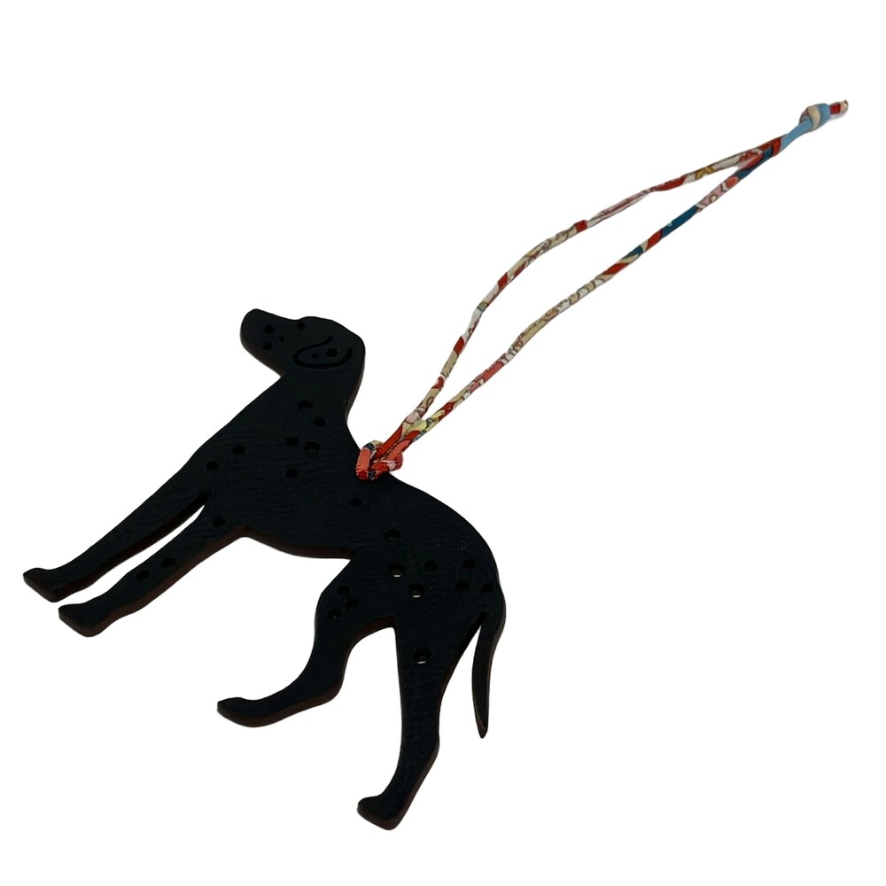 Hermès Bag Charm Black Beige Multi Leather Silk